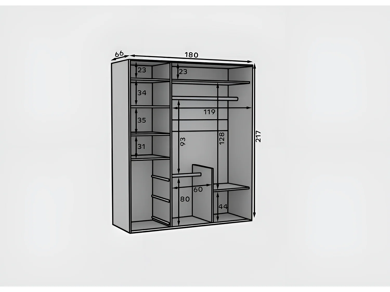 Armoire Elor (180cm)/portes coulissantes/Blanc