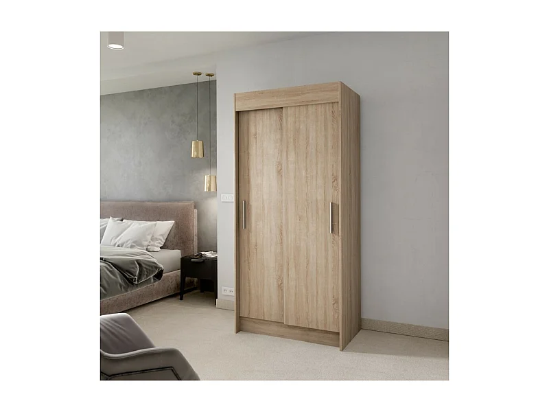 Kleiderschrank Marien (100cm)/Schiebetüren/Braun