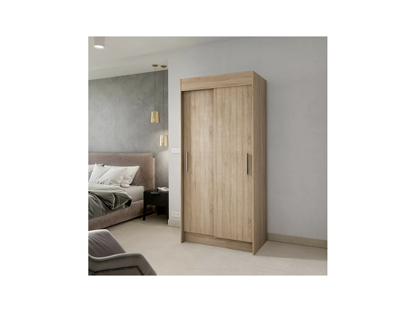 Armadio Marien (100cm)/ante scorrevoli/Marrone