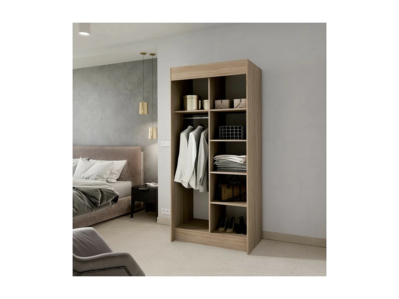 Armoire Marien (100cm)/portes coulissantes/Marron