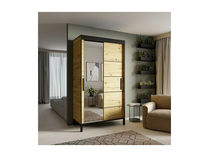 Armadio Alicante M (120cm)/ante scorrevoli/Marrone&Nero