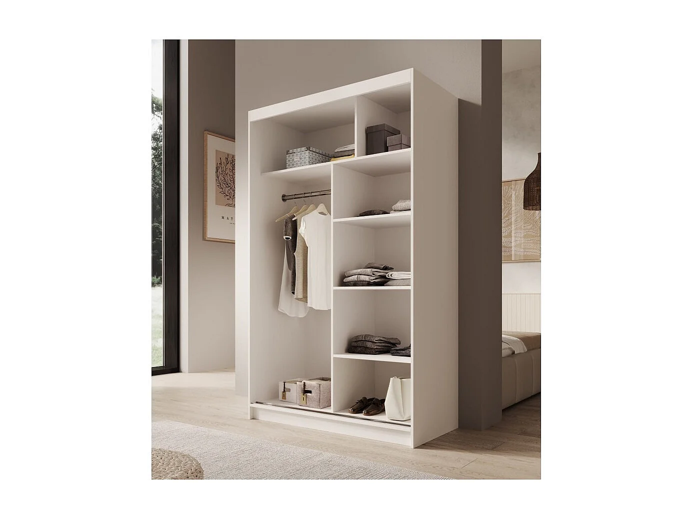 Armadio Estello (120cm)/ante scorrevoli/Bianco