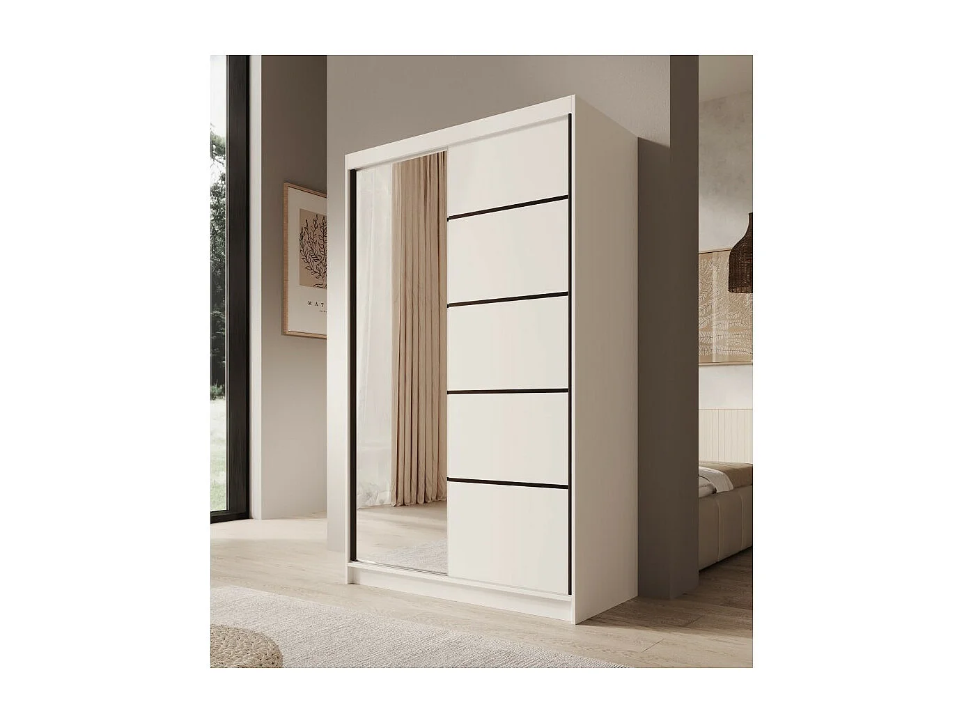 Armadio Estello (120cm)/ante scorrevoli/Bianco