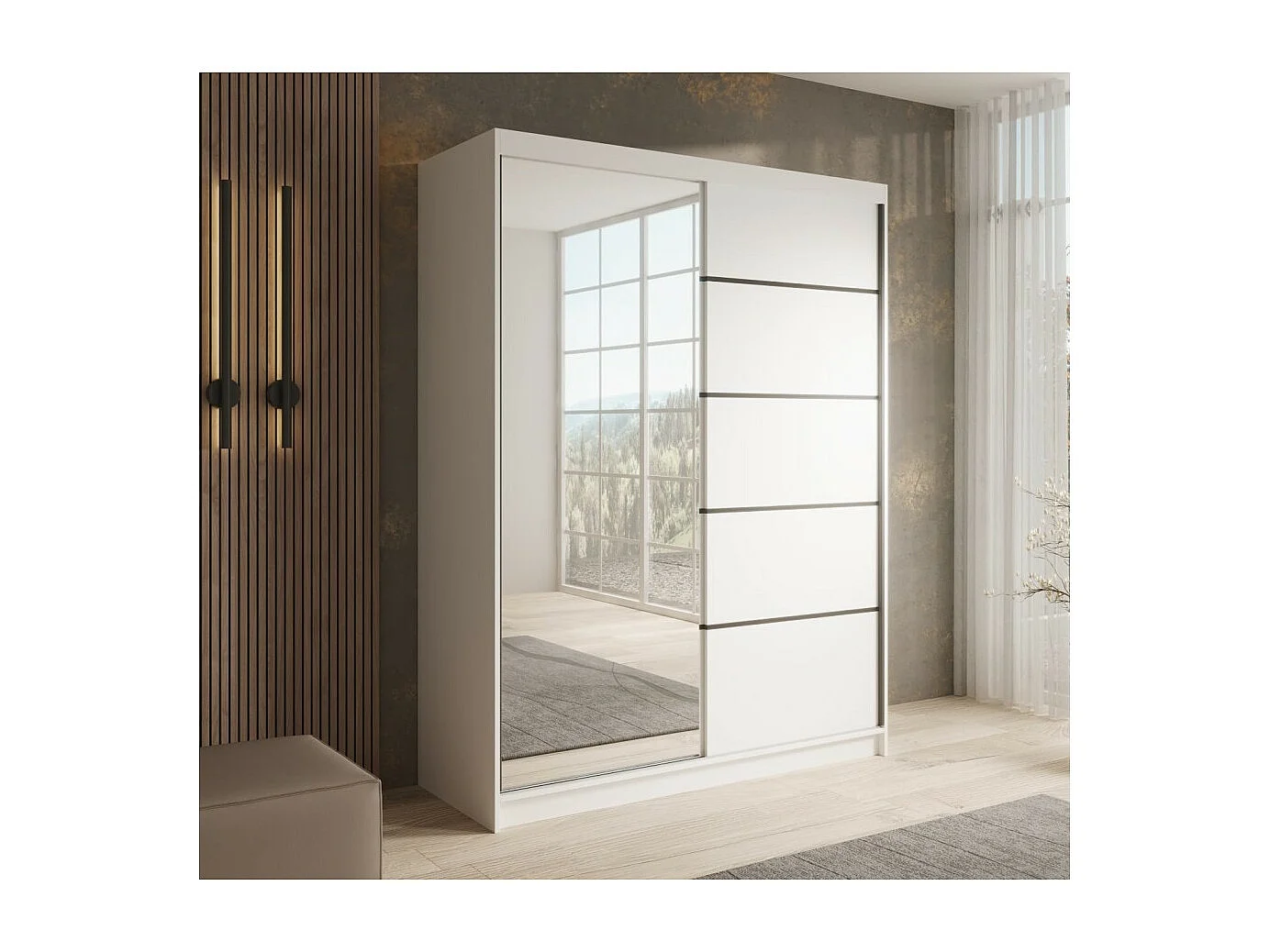 Armoire Ardi (150cm)/portes coulissantes/Blanc