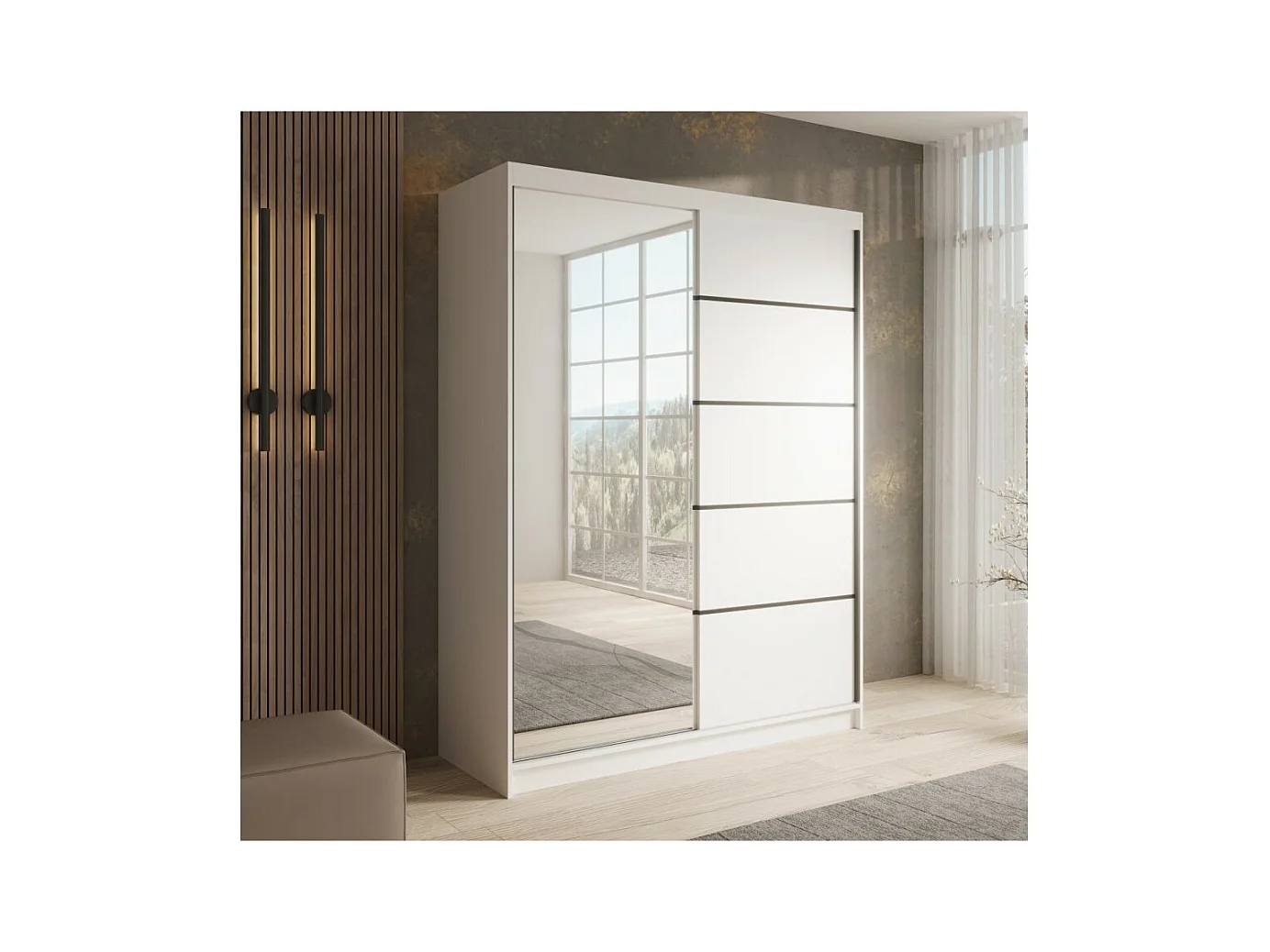 Armoire Ardi (150cm)/portes coulissantes/Blanc