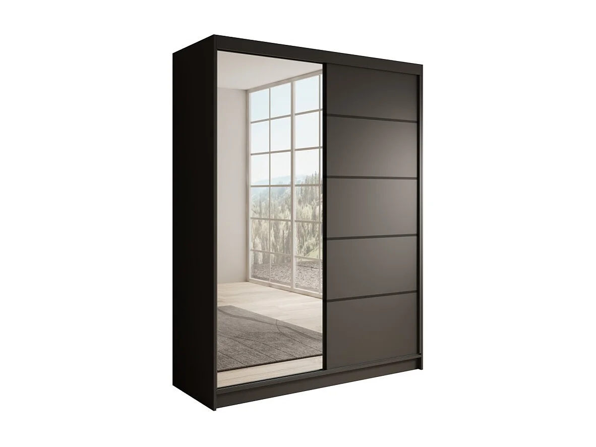 Armoire Ardi (150cm)/portes coulissantes/Noir