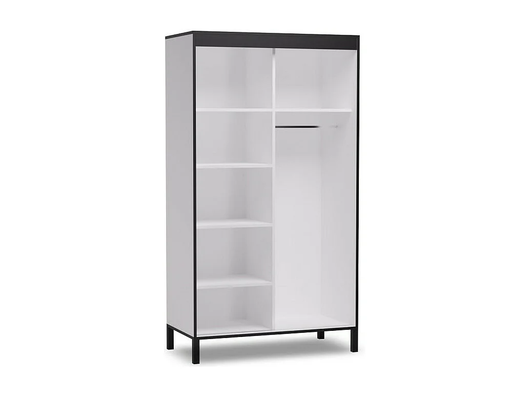 Kleiderschrank Alicante M (120cm)/Schiebetüren/Weiss&Schwarz