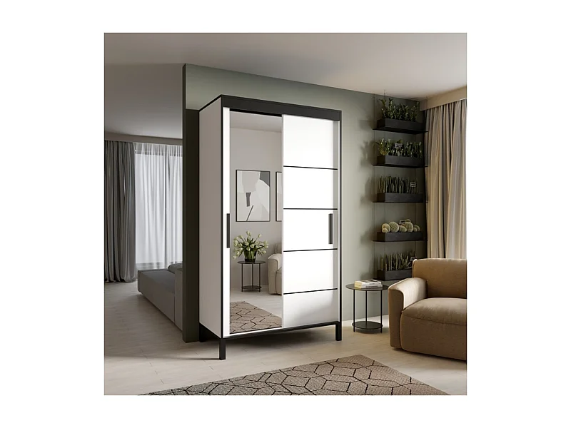Armoire Alicante M (120cm)/portes coulissantes/Blanc&Noir