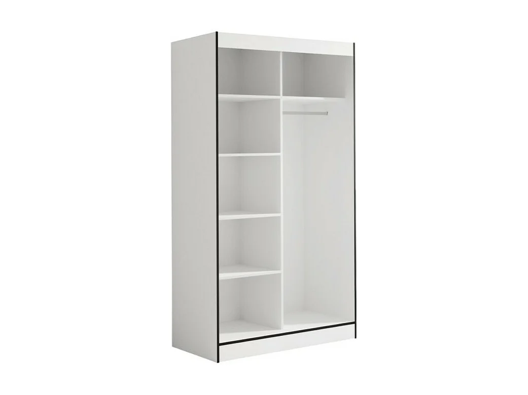 Kleiderschrank Oscar (120cm)/Schiebetüren&Spiegel/Weiss&Schwarz
