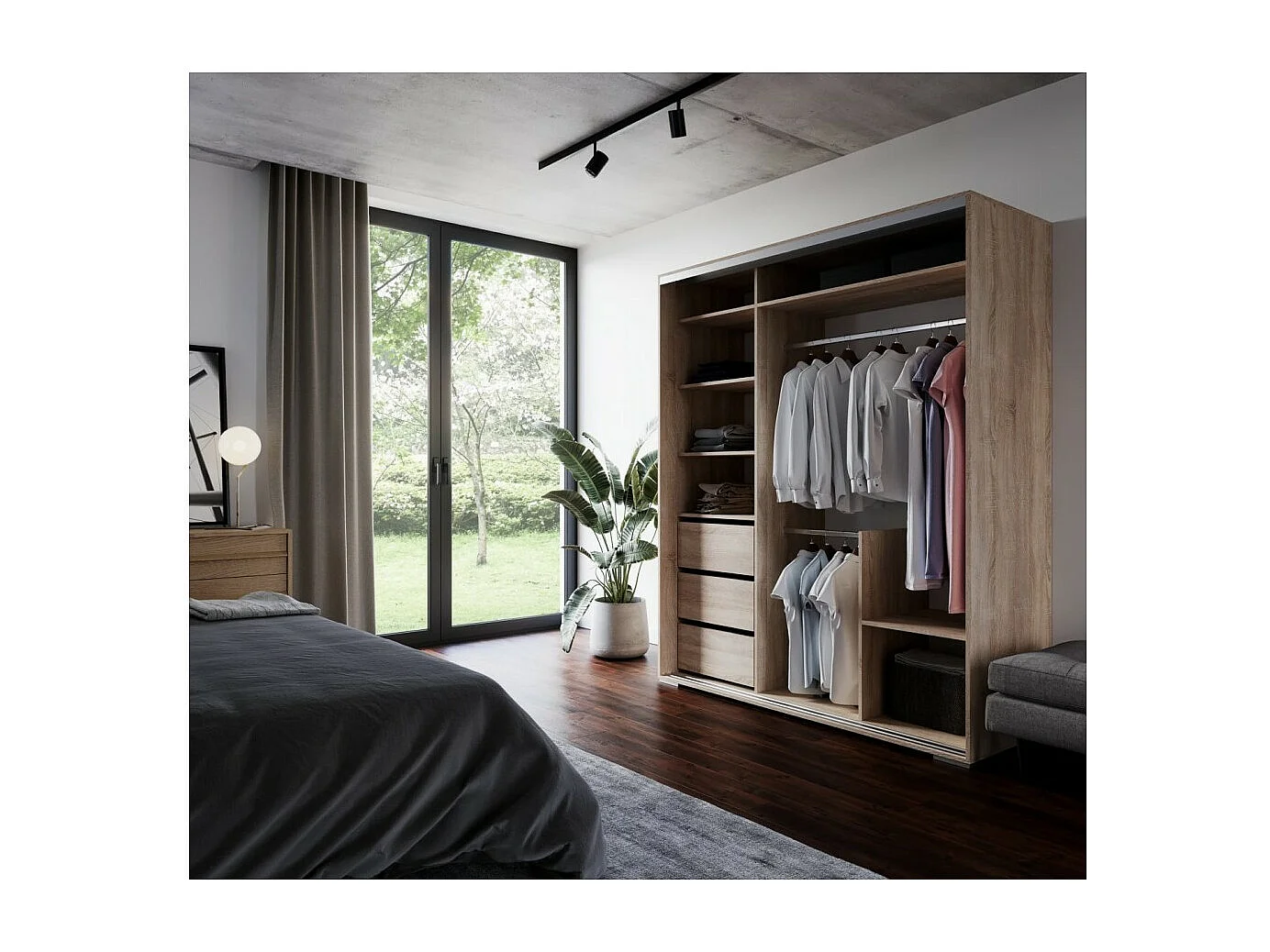 Armadio Elor (180cm)/ante scorrevoli/Marrone