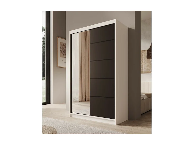 Armadio Estello (120cm)/ante scorrevoli/Bianco&Nero