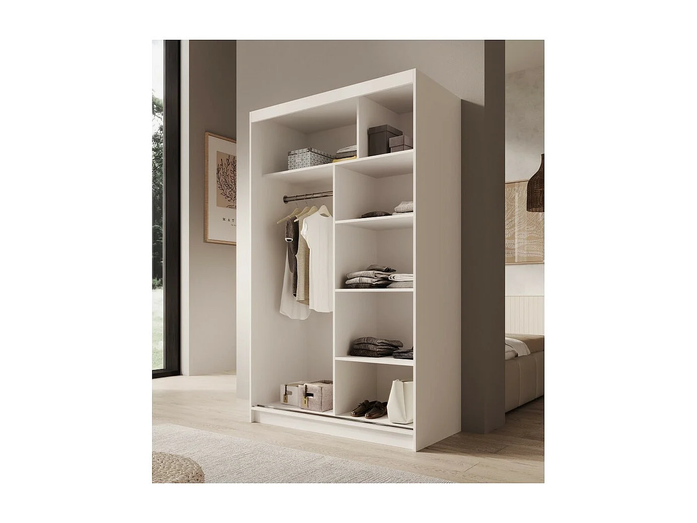 Armoire Estello (120cm)/portes coulissantes/Blanc&Noir