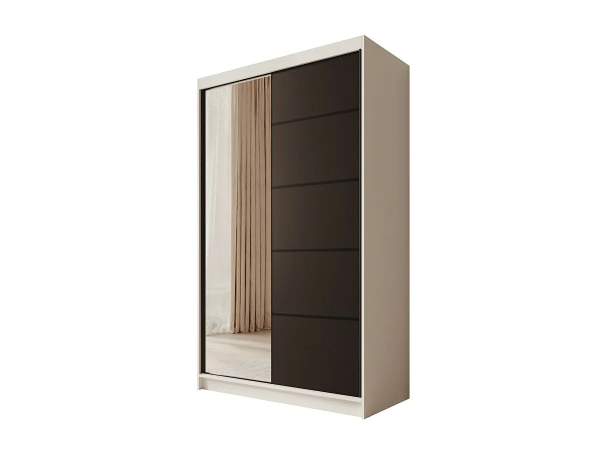 Armoire Estello (120cm)/portes coulissantes/Blanc&Noir
