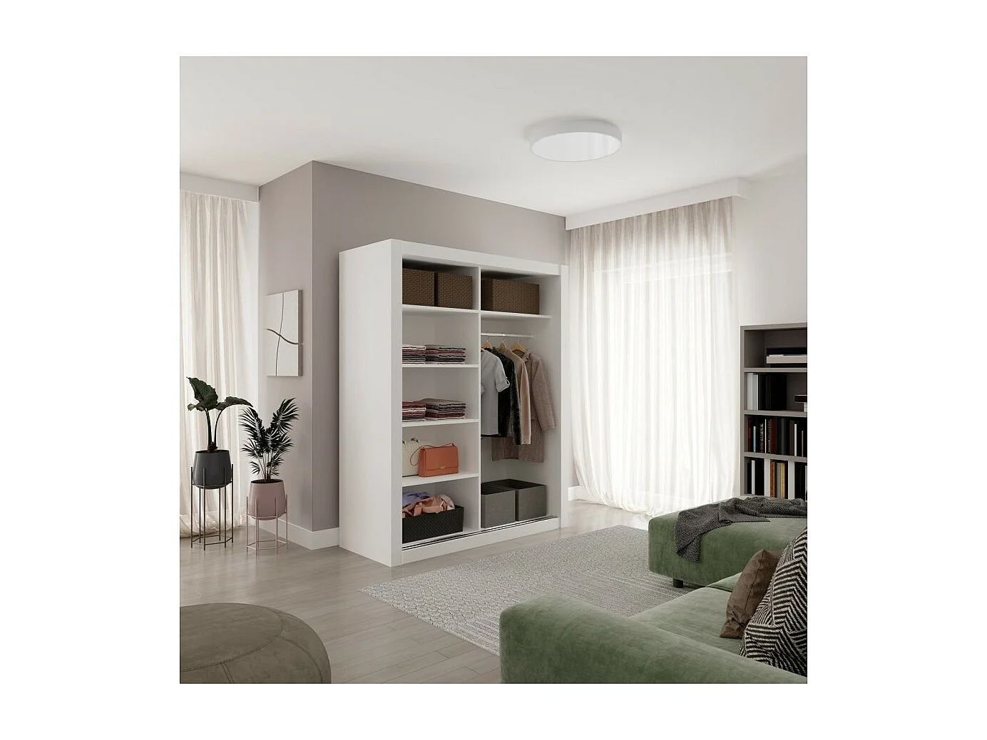 Armadio Max (160cm)/ante scorrevoli/Bianco