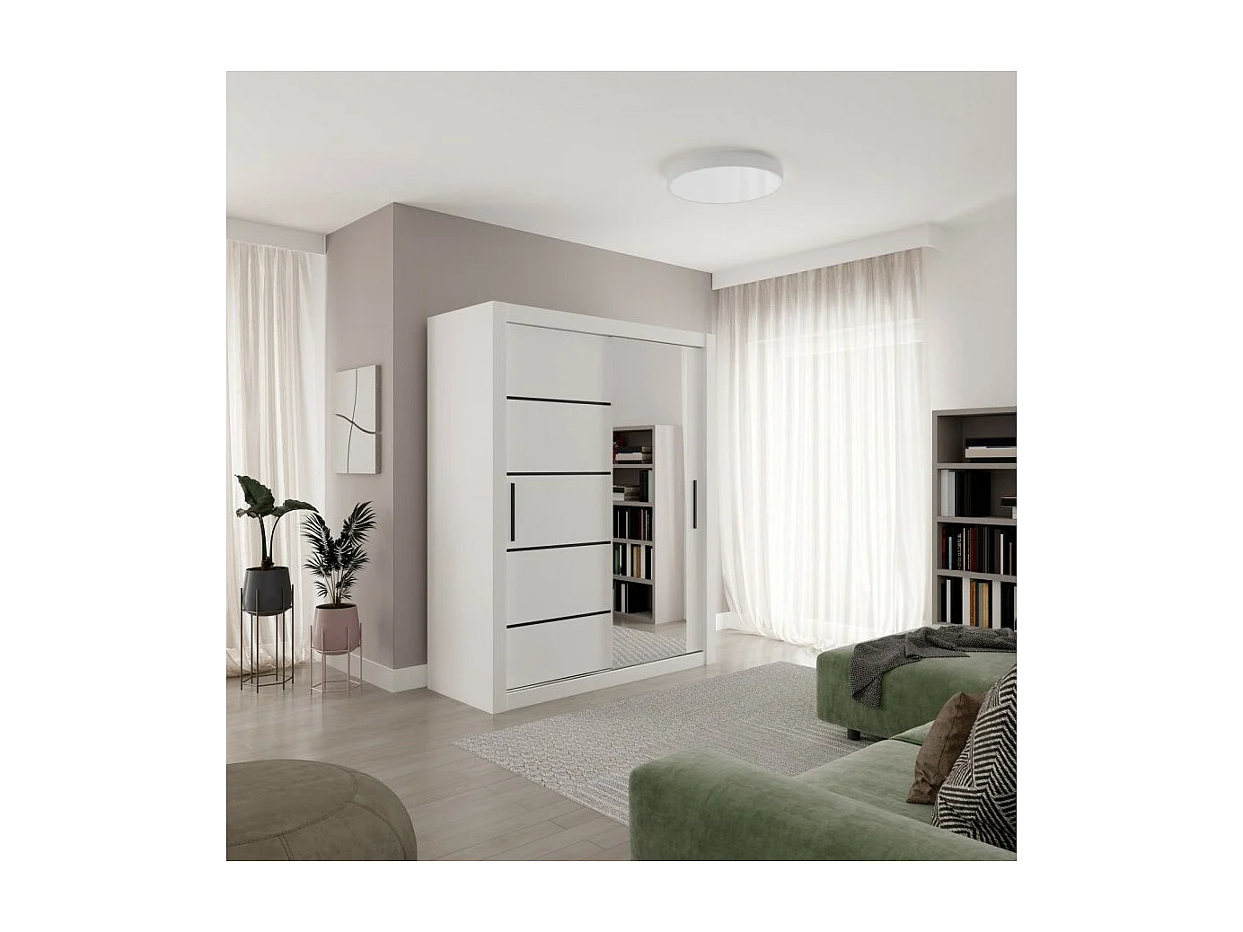 Kleiderschrank Max (160cm)/Schiebetüren/Weiss