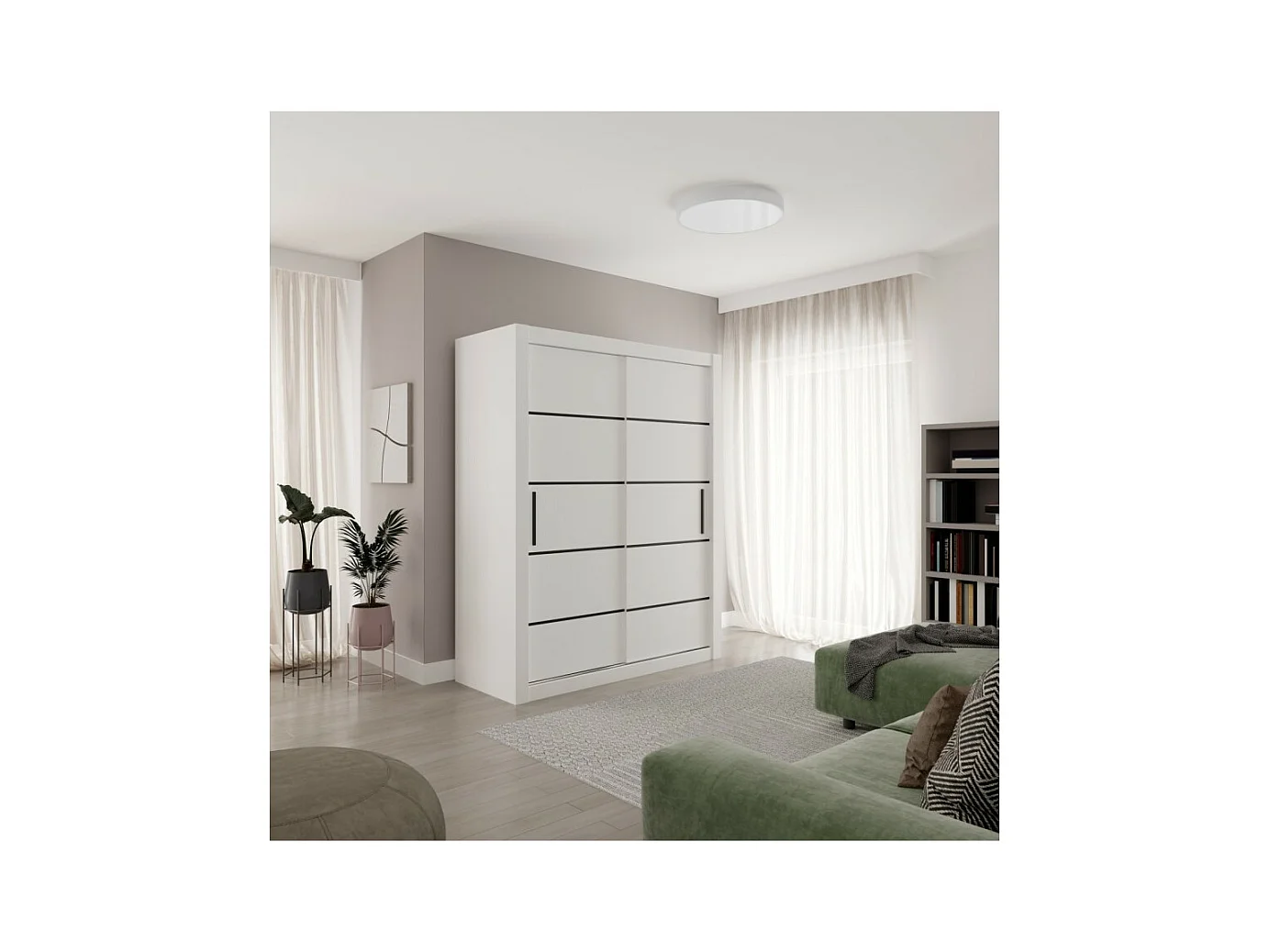 Armadio Marrel (160cm)/ante scorrevoli/Bianco