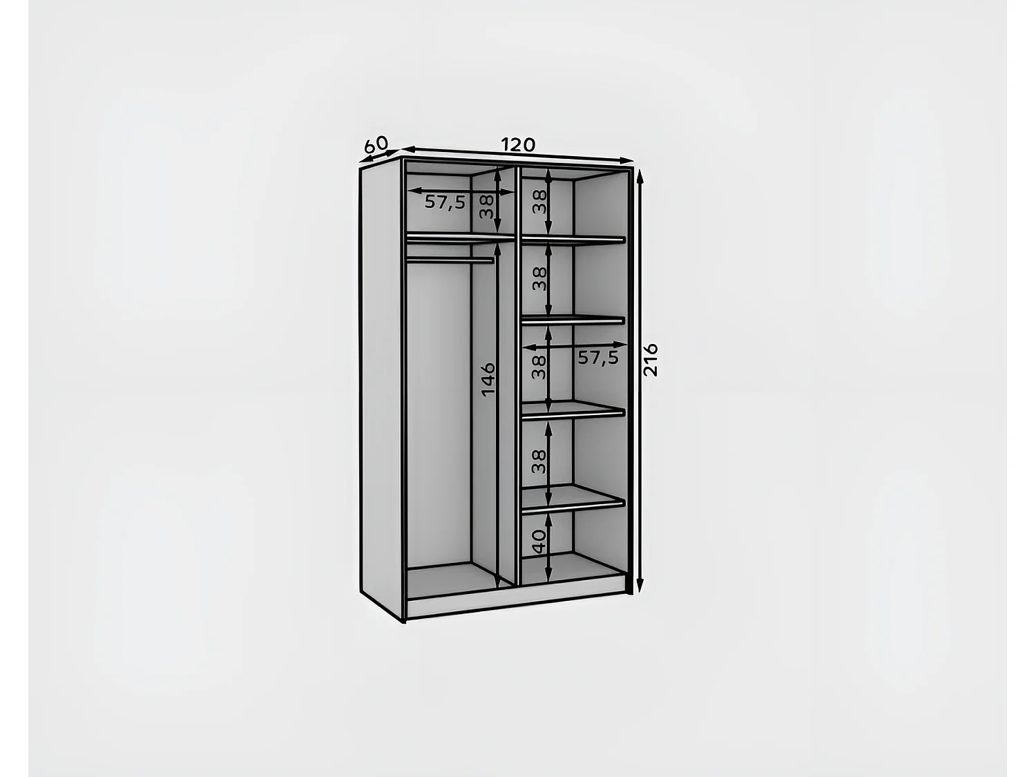 Armoire Sharla (120cm)/portes coulissantes/Blanc