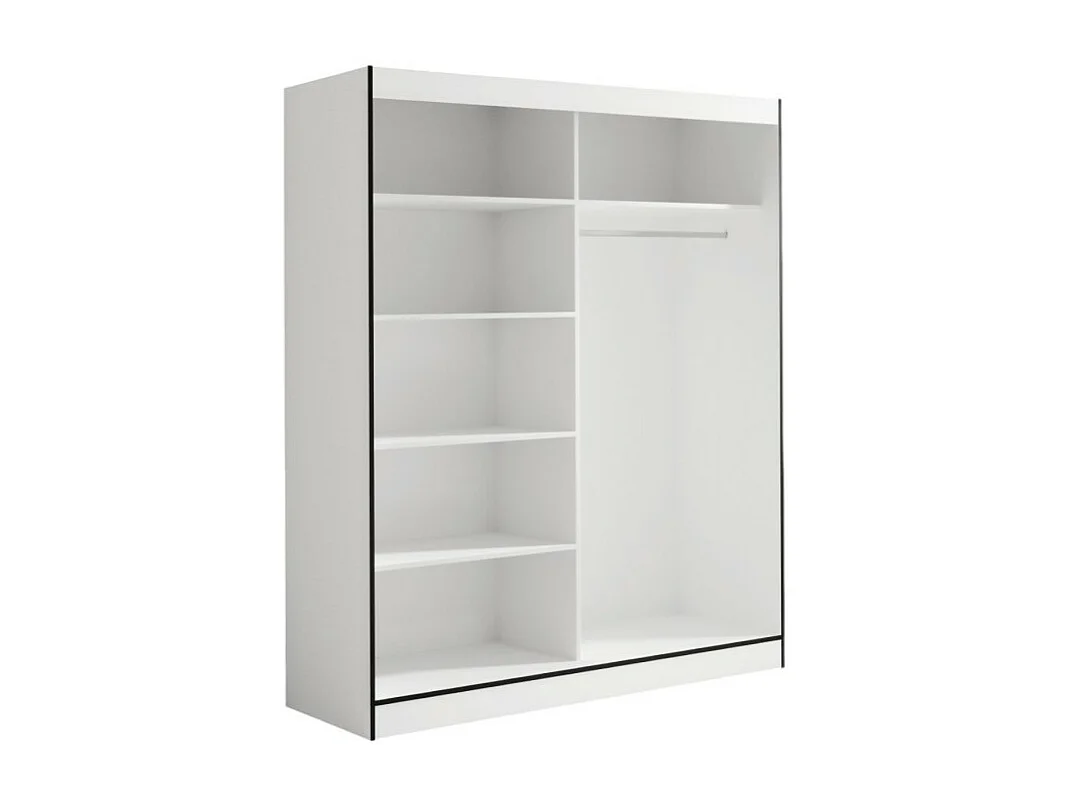 Kleiderschrank Oscar (180cm)/Schiebetüren&Spiegel/Weiss&Schwarz