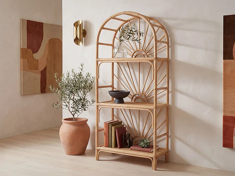 Etagère avec 3 tablettes en rotin - Naturel - NEMERI
