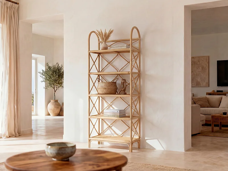 Regal mit 5 Einlegeböden - Rattan & Bambus - Naturfarben - ZARYNO