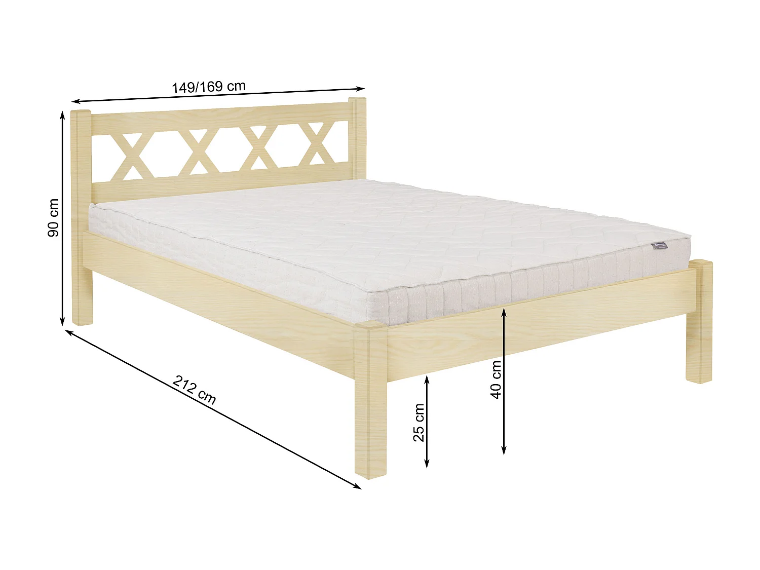 Bett 140x200 aus Holz Modern, kastanienfarben