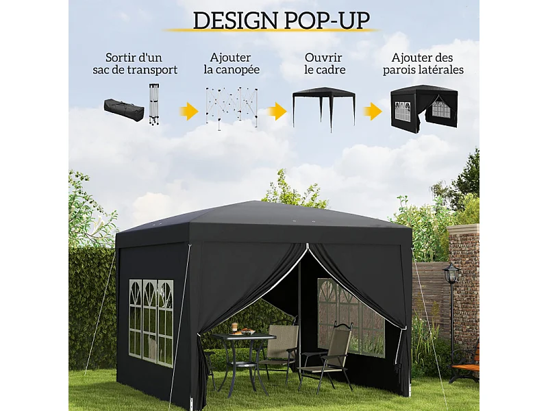 Tonnelle Barnum pop-up SUSAN noire