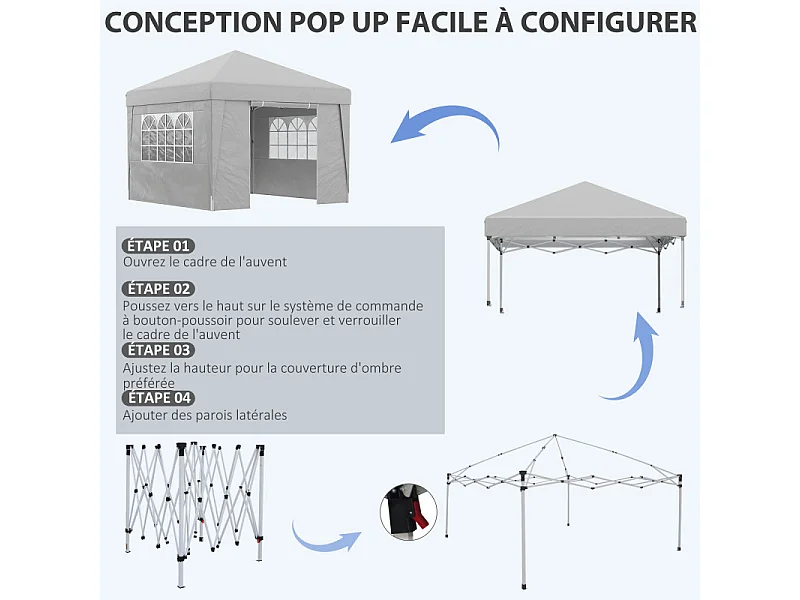 Tonnelle pop-up pliante GILLIAN Gris clair