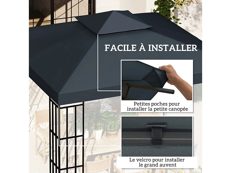 Toile de rechange pour tonnelle barnum HUDSON gris foncé