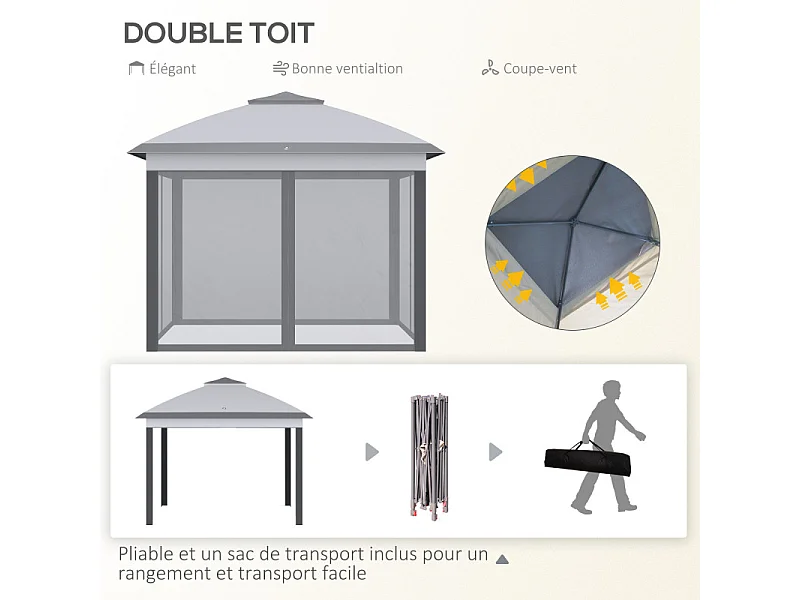 Tonnelle pop-up pliante STAVI grise