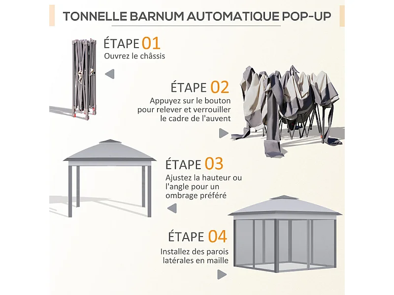 Tonnelle pop-up pliante STAVI grise