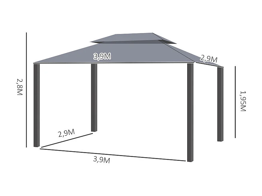 Pavillon de jardin Barnum FAROS gris 
