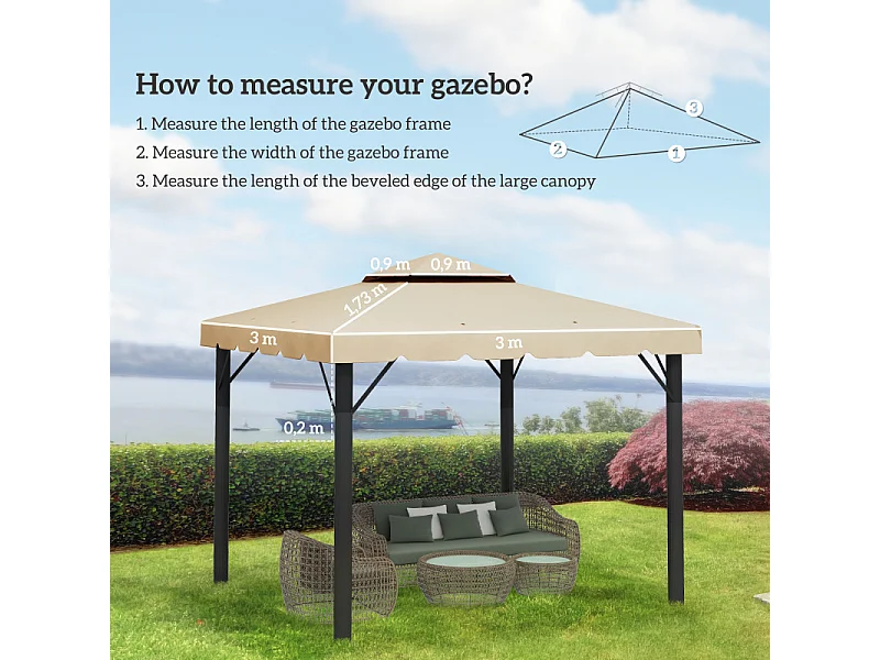 Toile de rechange pour tonnelle barnum EMILIE beige