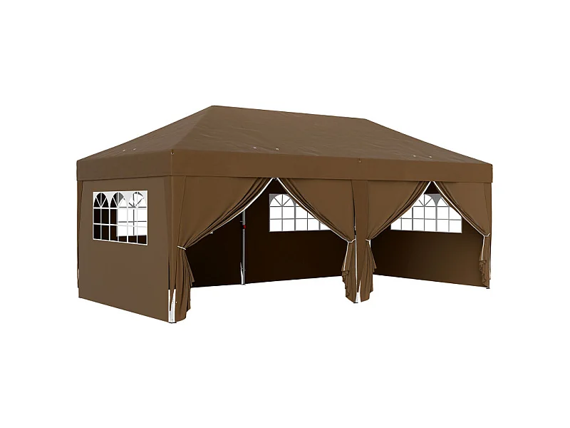 Tonnelle pop-up pliante 6 fenêtres ROUPOLI chocolat