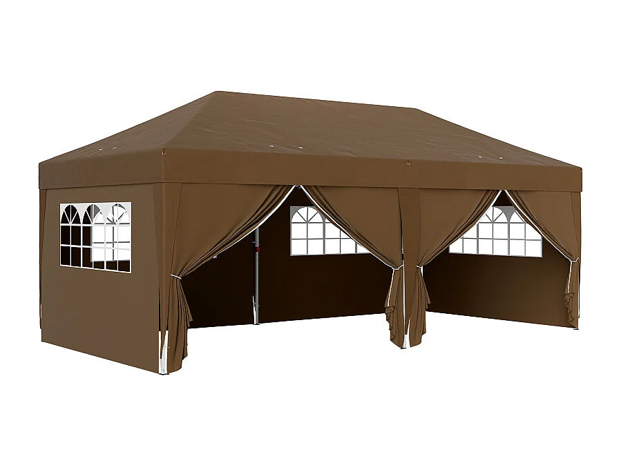 Tonnelle pop-up pliante 6 fenêtres ROUPOLI chocolat