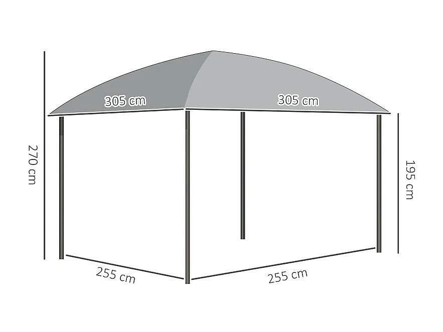 Pavillon de jardin PALINI noir et gris