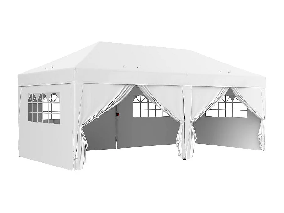 Tonnelle pop-up pliante 6 fenêtres DARI blanche