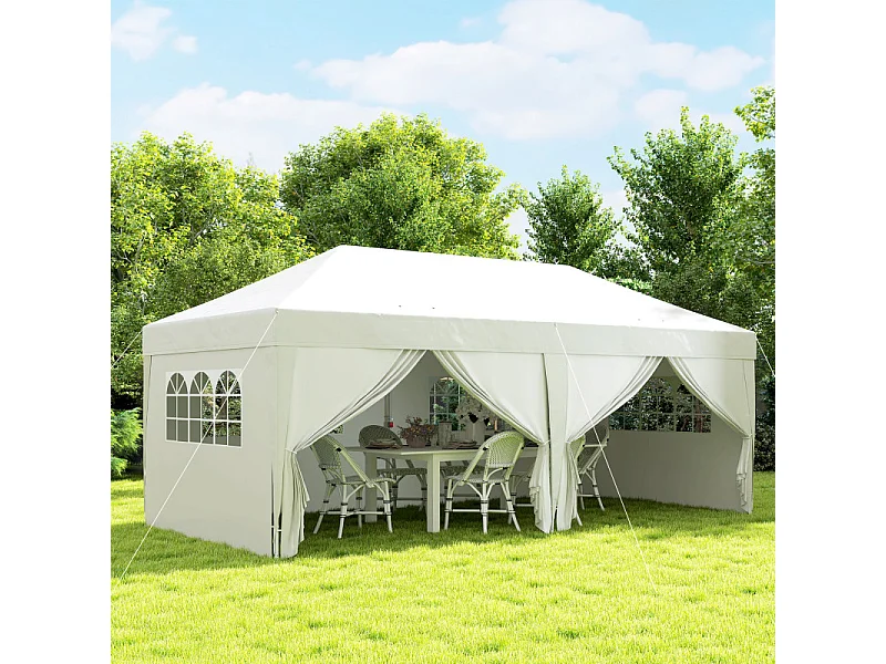 Tonnelle pop-up pliante 6 fenêtres DARI blanche