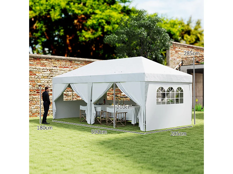 Tonnelle pop-up pliante 6 fenêtres DARI blanche