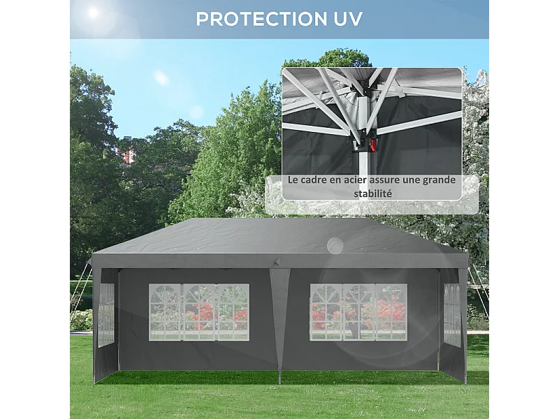 Tonnelle de jardin pliante LILIAN grise