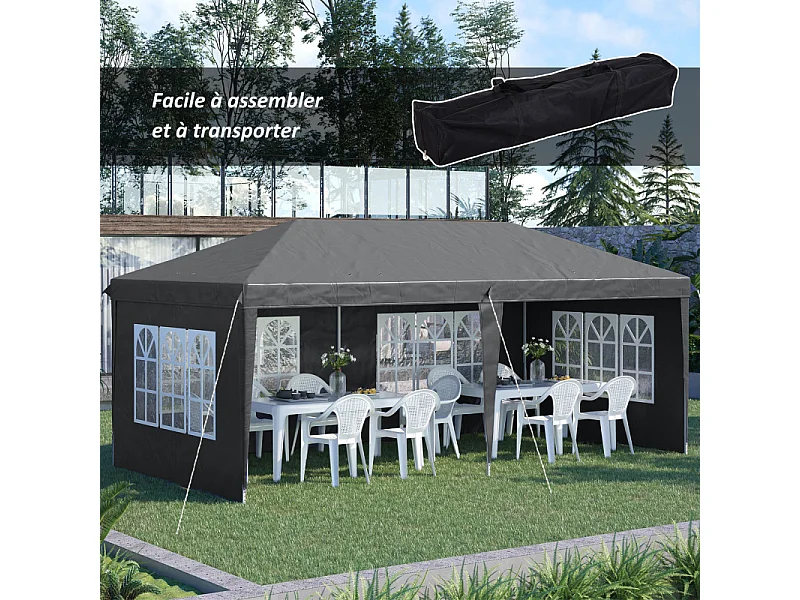 Tonnelle de jardin pliante LILIAN grise