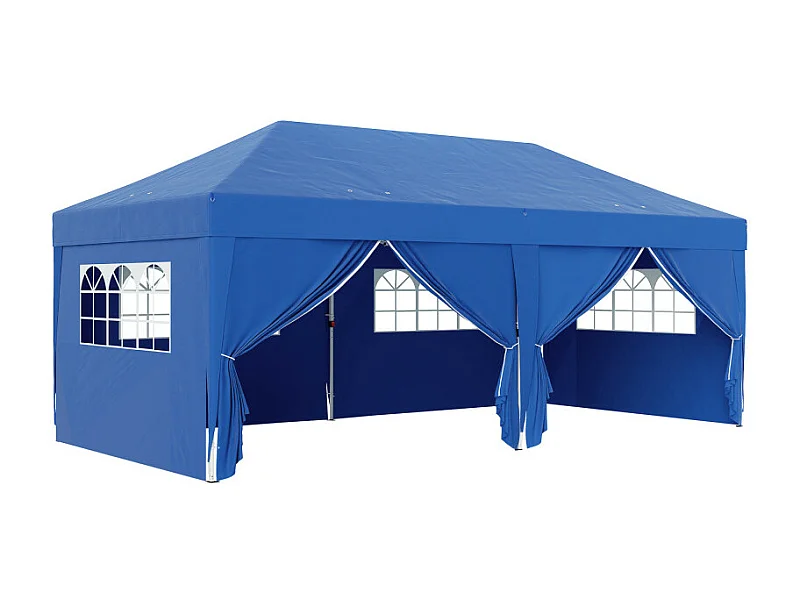 Tonnelle pop-up pliante 6 fenêtres CHADA bleue