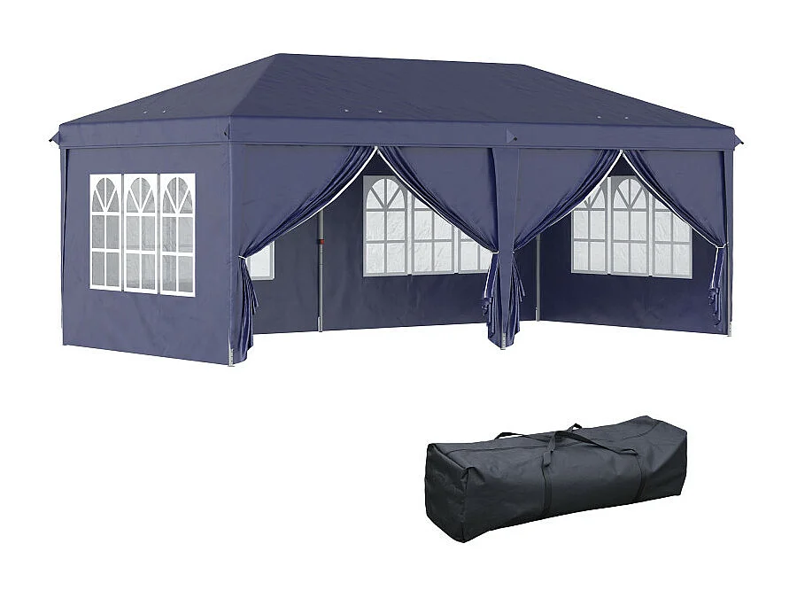 Tonnelle pop-up pliante 6 fenêtres FISSIA bleue