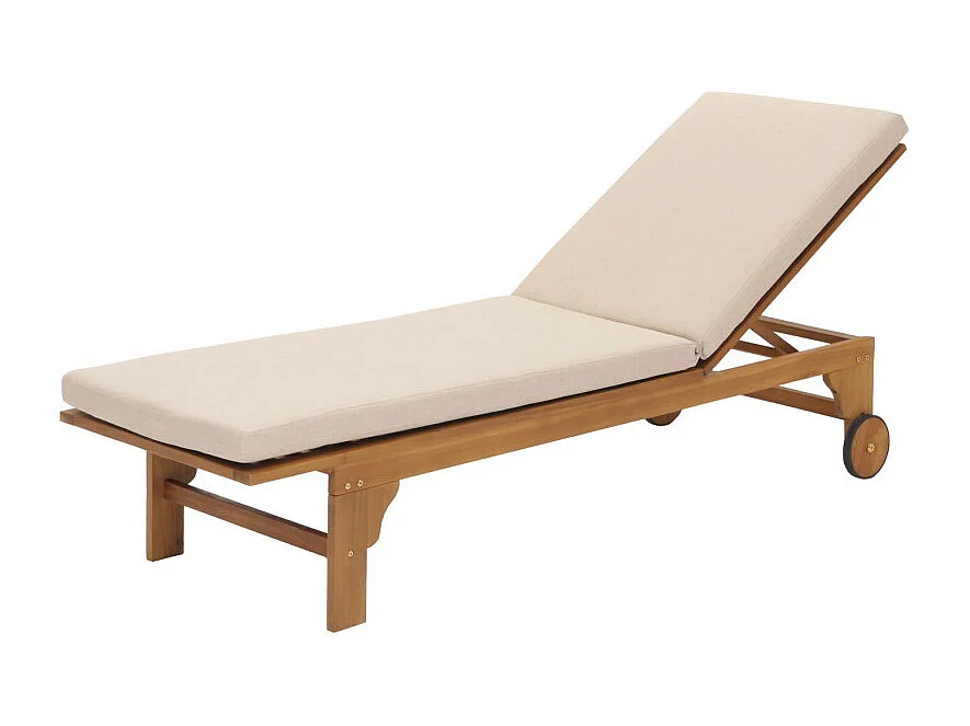 Bain de soleil HWC-N48, Bain de soleil de jardin Relax chaise longue, bois massif acacia certifié MVG ~ coussin crème-be