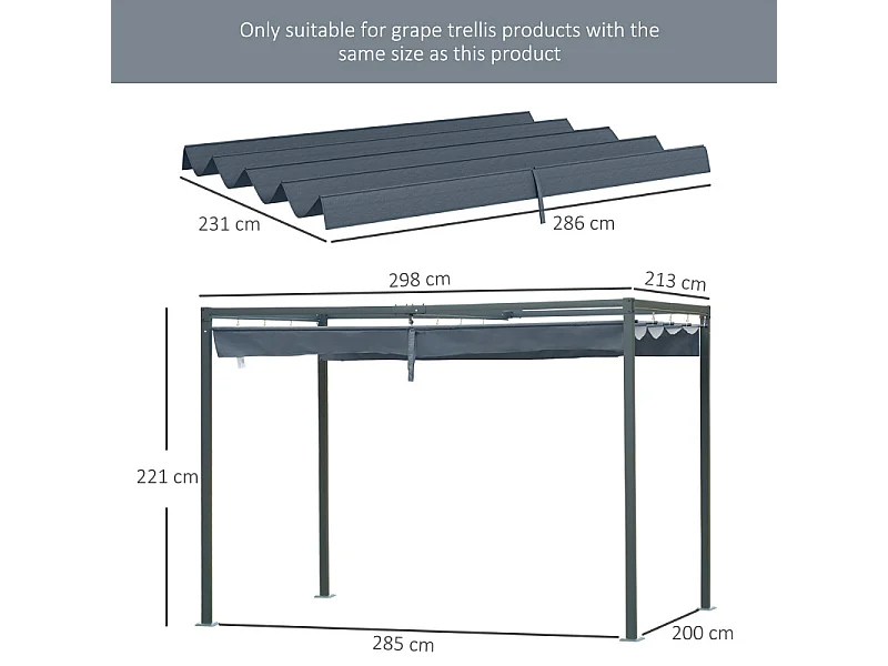 Toile de rechange pergola rétractable URAS grise