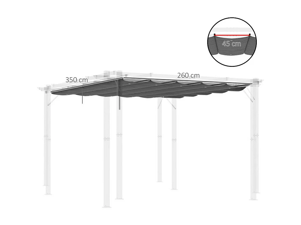 Toile de rechange pergola rétractable MIRROS grise