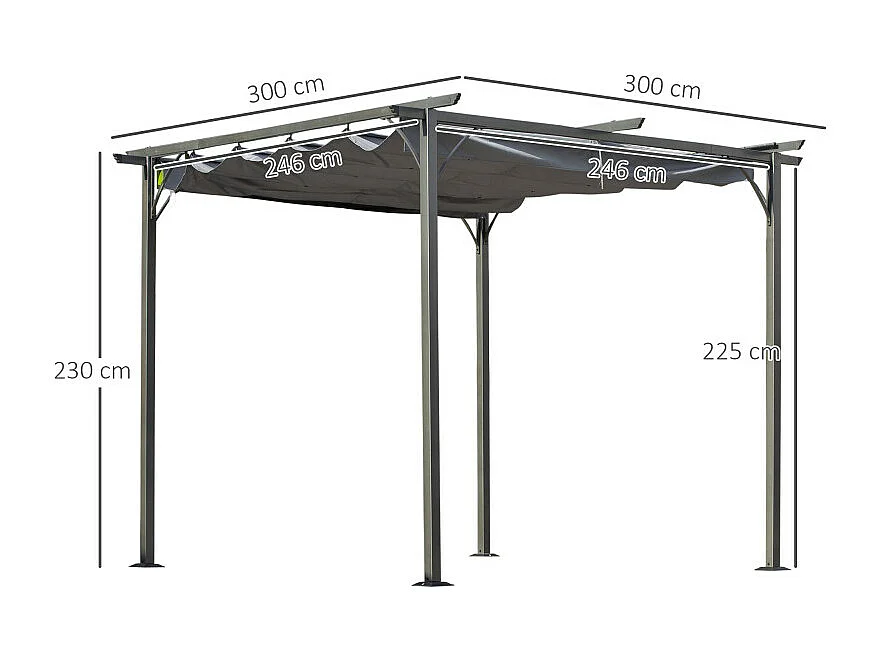 Pergola rétractable FOX grise et noire