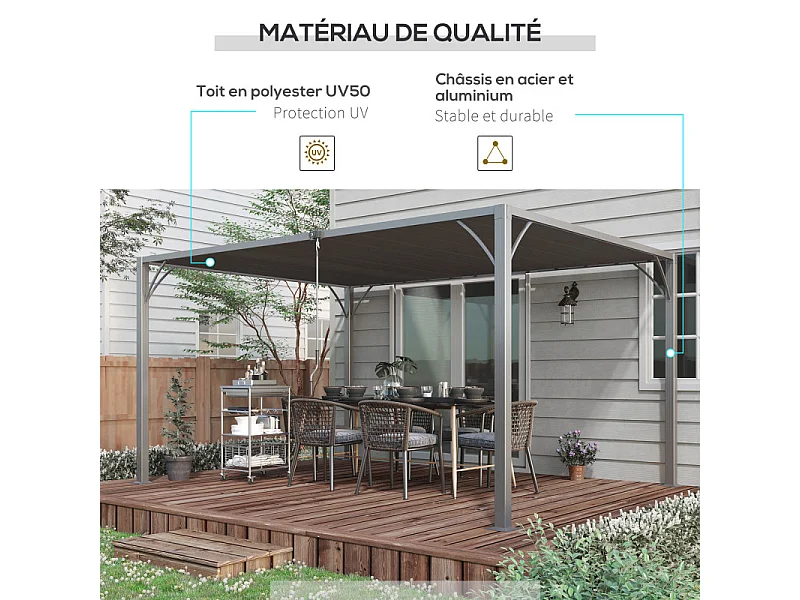 Pergola lames orientables 3,90 x 2,95 MAUD grise