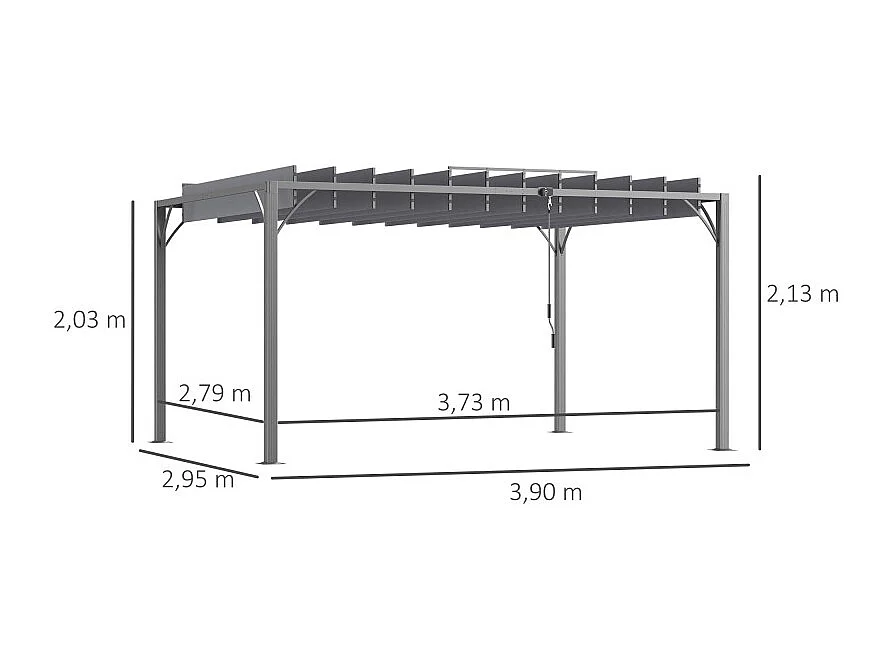 Pergola lames orientables 3,90 x 2,95 MAUD grise