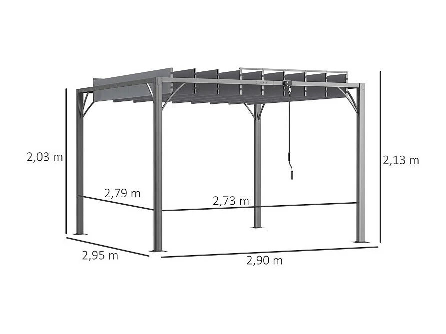 Pergola lames orientables 2,90 x 2,95 MALOU grise
