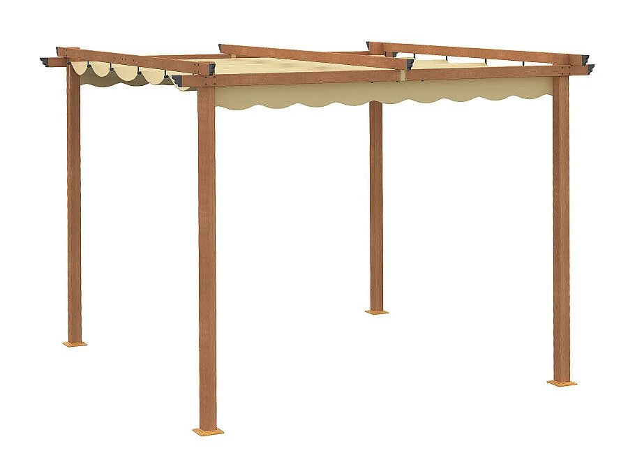 Pergola rétractable CERF bois et beige